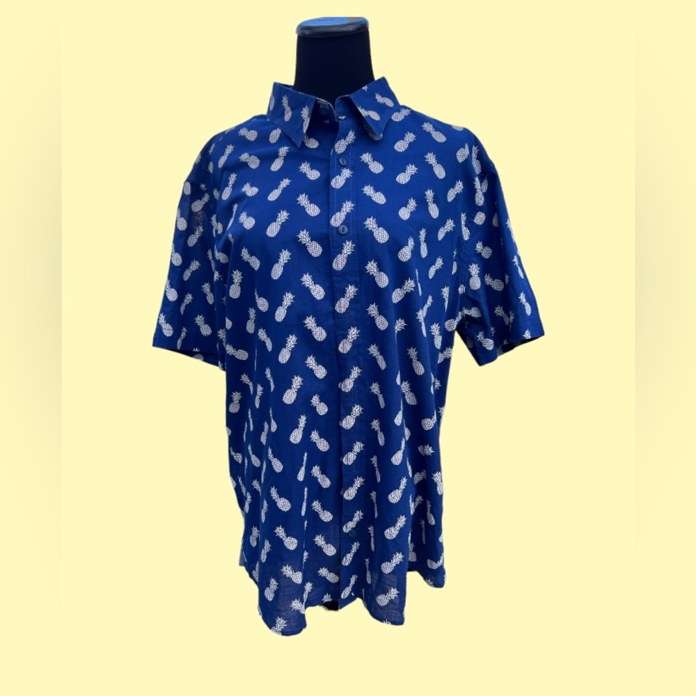 Wallin & Bros. Pineapple Print Short Sleeve Button Down Shirt. Size XL.